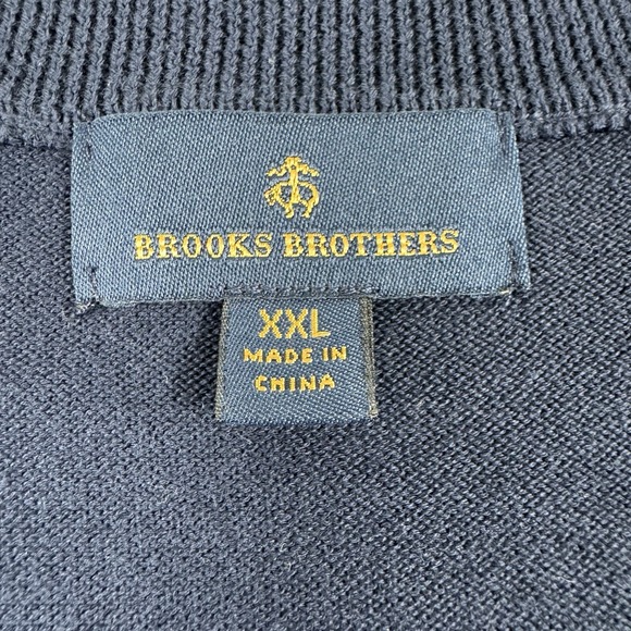 Brooks Brothers Navy Blue Pure Combed Cotton Pullover VNeck Sweater Mens 2XL EUC - Picture 3 of 5
